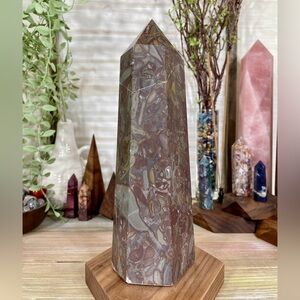 0937 HUGE Bamboo Leaf Jasper Crystal Tower - 9-1/4 Inches Tall, 4+ Pounds